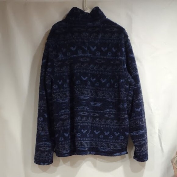 ALPINE SHERPA FLEECE PULLOVER DARK BLUE & BLACK PATTERN WOMEN'S SIZE 2XL(XXL) - Picture 8 of 10